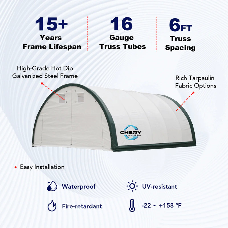 GZMWON Single Truss Arch Storage Shelter W20'xl30'xh12' 11Oz